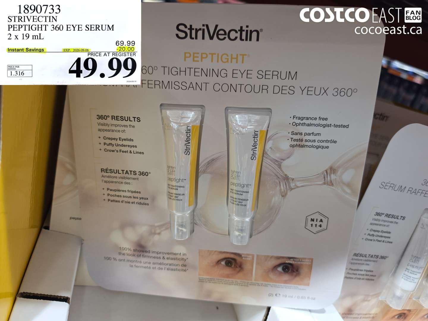 1890733 STRIVECTIN PEPTIGHT 360 EYE SERUM 2 X 19 ML ($20.00 INSTANT SAVINGS EXPIRES ON 2026-09-06) $49.99