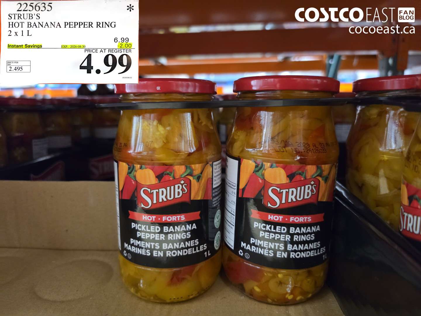225635 STRUB'S HOT BANANA PEPPER RING 2 X 1 L ($2.00 INSTANT SAVINGS EXPIRES ON 2026-08-30) $4.99