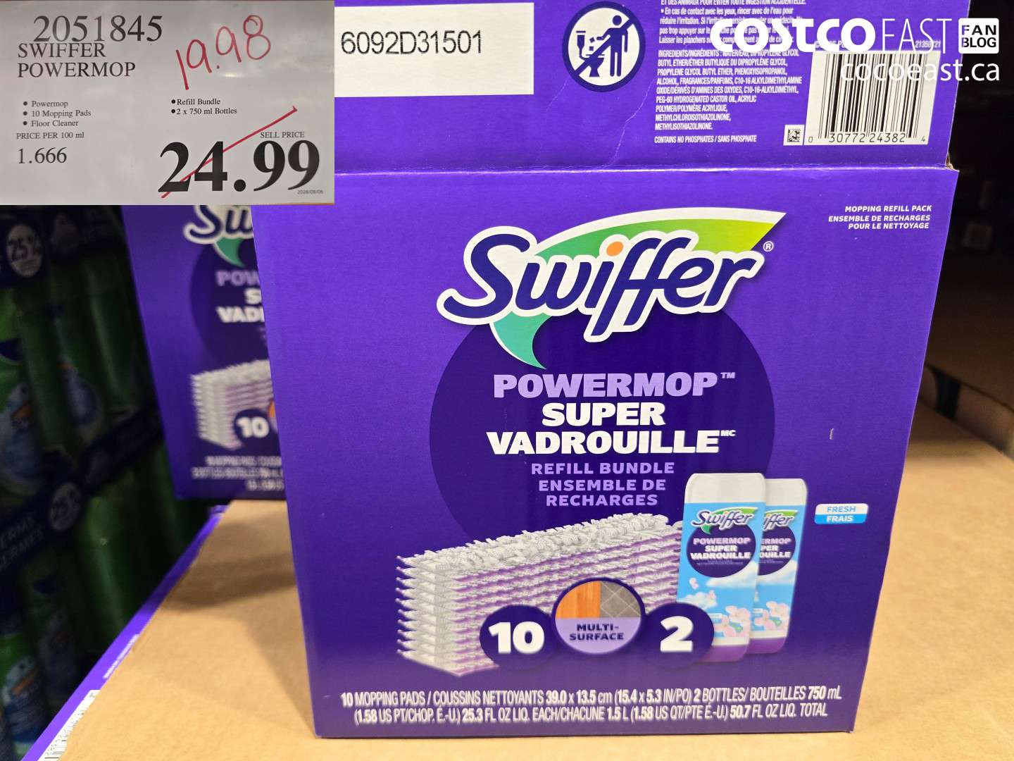 2051845 SWIFFER POWERMOP REFILL BUNDLE 10 MOPPING PADS 2 X 750 ML BOTTLES FLOOR CLEANER $19.98