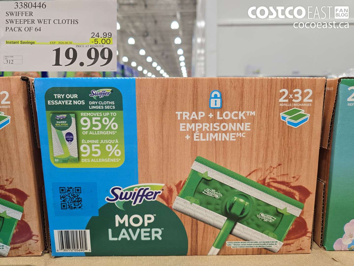 3380446 SWIFFER SWEEPER WET CLOTHS PACK OF 64 ($5.00 INSTANT SAVINGS EXPIRES ON 2026-08-30) $19.99