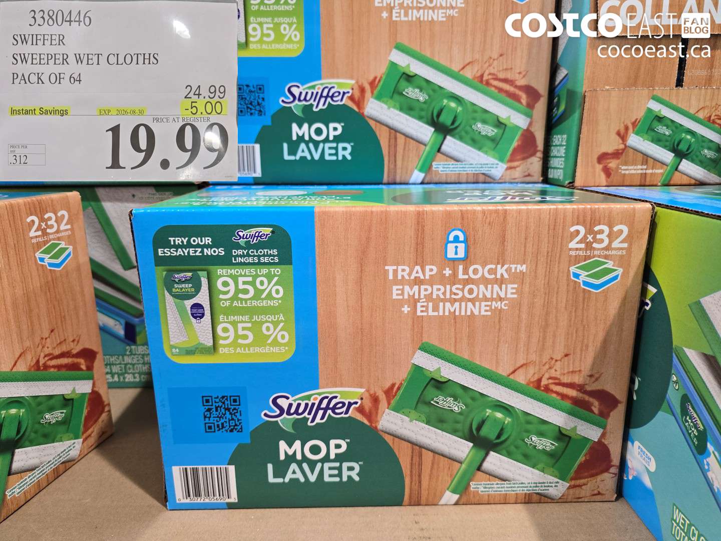3380446 SWIFFER SWEEPER WET CLOTHS PACK OF 64 ($5.00 INSTANT SAVINGS EXPIRES ON 2026-08-30) $19.99