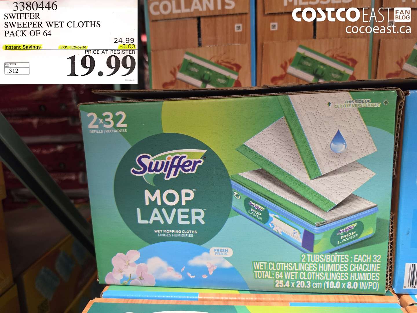 3380446 SWIFFER SWEEPER WET CLOTHS PACK OF 64 ($5.00 INSTANT SAVINGS EXPIRES ON 2026-08-30) $19.99
