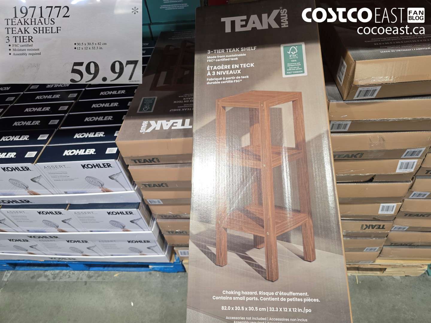 1971772 TEAKHAUS TEAK SHELF 3 TIER $59.97