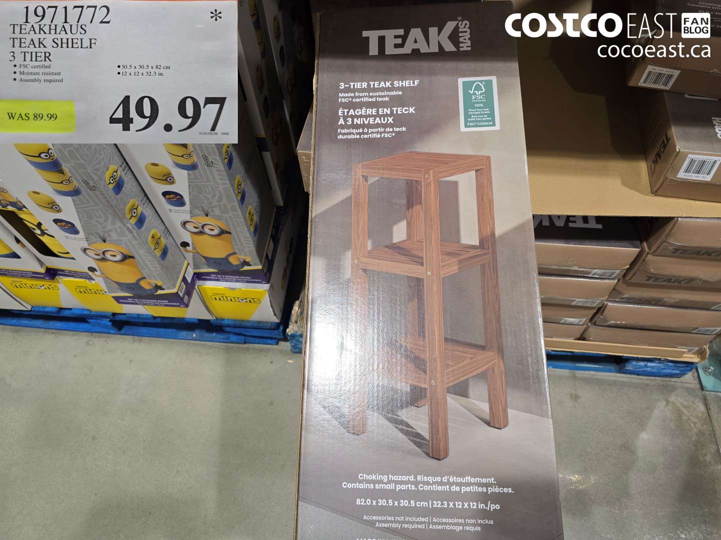 1971772 TEAKHAUS TEAK SHELF 3 TIER $49.97