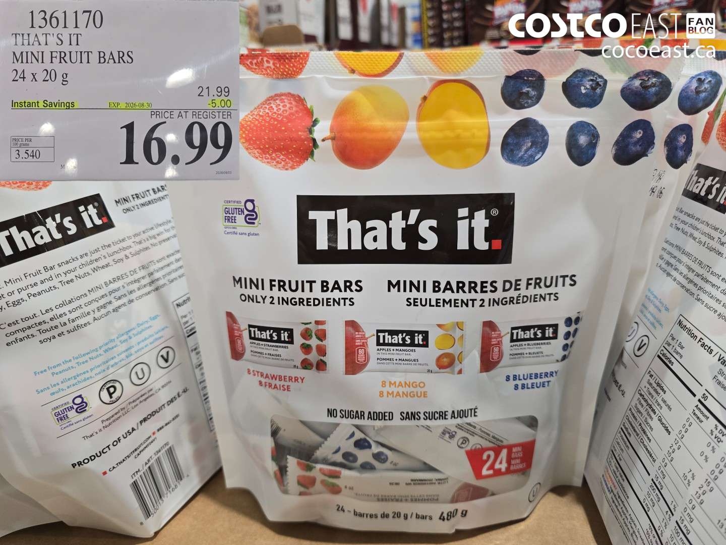 1361170 THAT'S IT MINI FRUIT BARS 24 X 20 G ($5.00 INSTANT SAVINGS EXPIRES ON 2026-08-30) $16.99