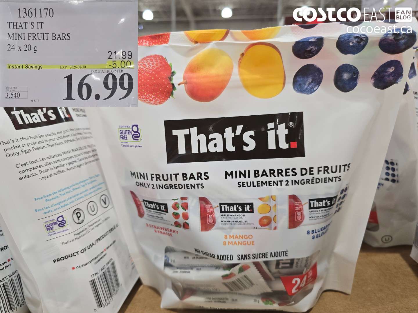 1361170 THAT'S IT MINI FRUIT BARS 24 X 20 G ($5.00 INSTANT SAVINGS EXPIRES ON 2026-08-30) $16.99