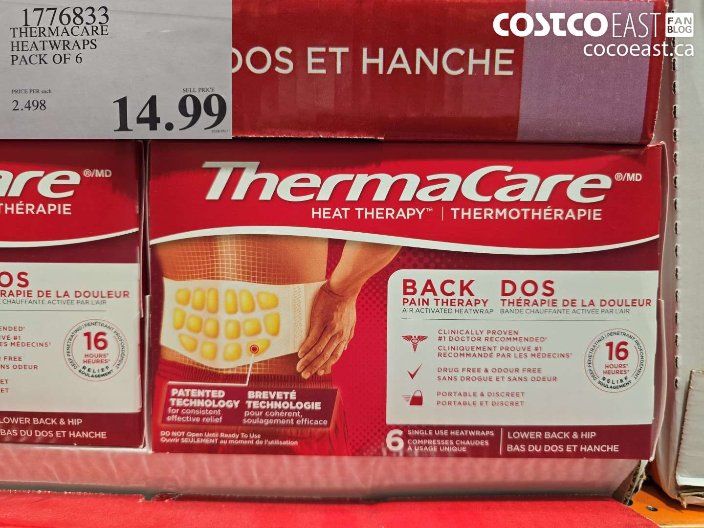 1776833 THERMACARE HEATWRAPS PACK OF 6 $14.99
