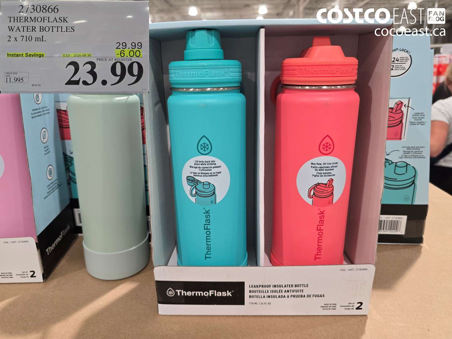 2730866 THERMOFLASK WATER BOTTLES 2 X 710 ML ($6.00 INSTANT SAVINGS EXPIRES ON 2026-08-30) $23.99