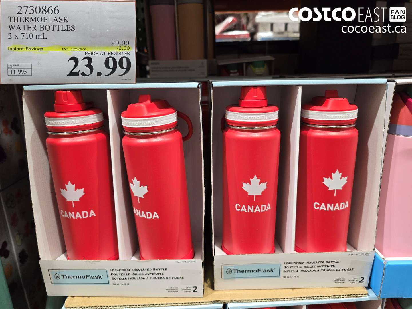 2730866 THERMOFLASK WATER BOTTLES 2 X 710 ML ($6.00 INSTANT SAVINGS EXPIRES ON 2026-08-30) $23.99