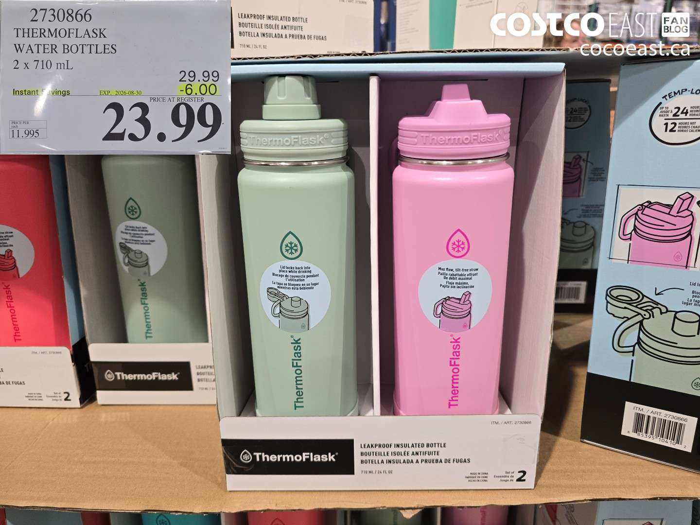 2730866 THERMOFLASK WATER BOTTLES 2 X 710 ML ($6.00 INSTANT SAVINGS EXPIRES ON 2026-08-30) $23.99