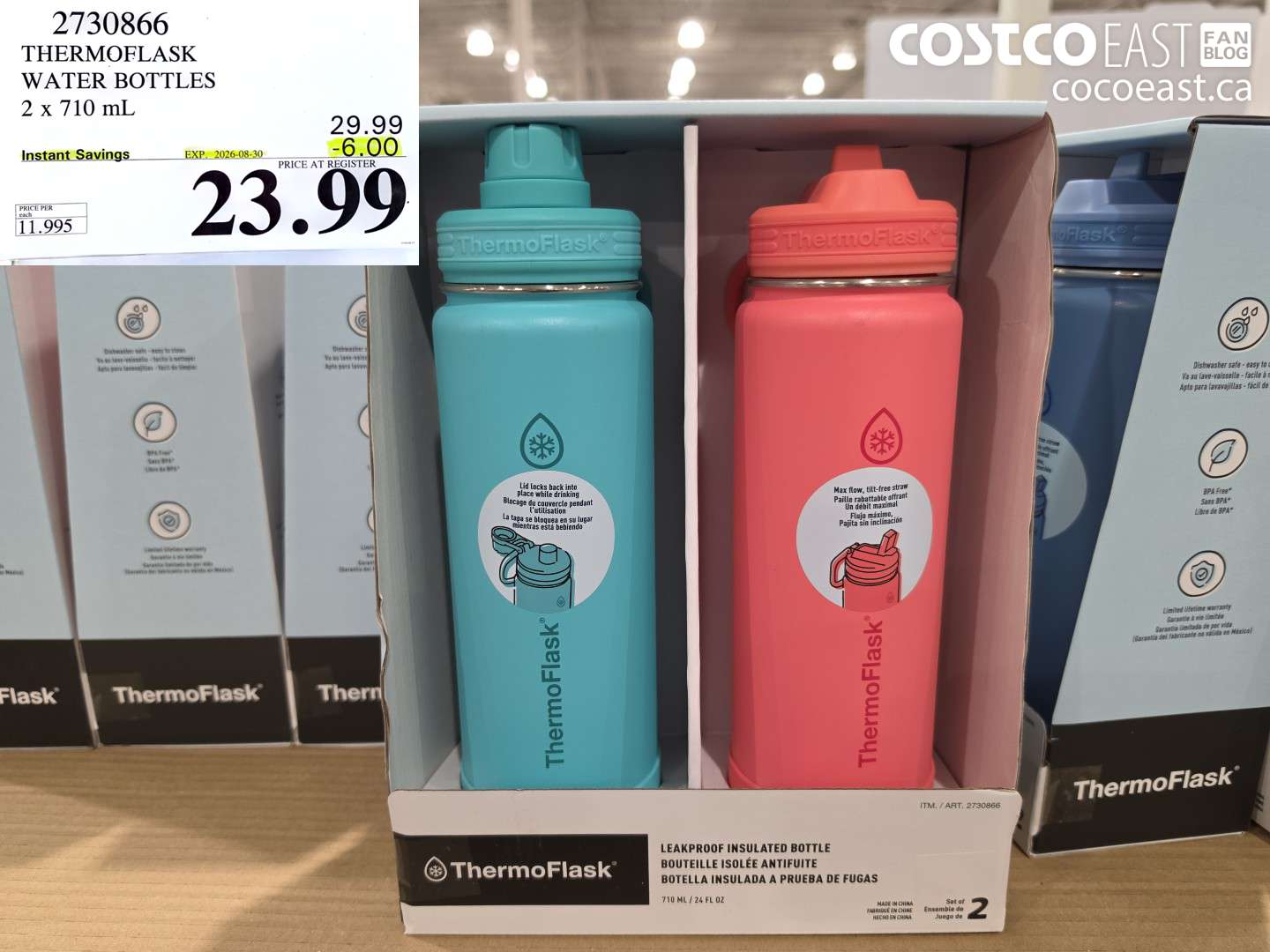 2730866 THERMOFLASK WATER BOTTLES 2 X 710 ML ($6.00 INSTANT SAVINGS EXPIRES ON 2026-08-30) $23.99