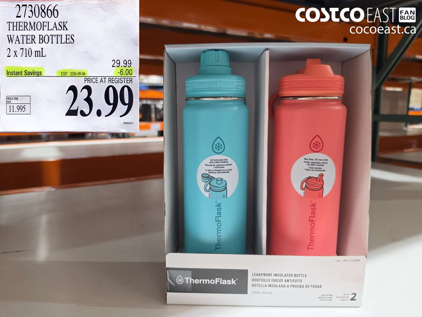 2730866 THERMOFLASK WATER BOTTLES 2 X 710 ML ($6.00 INSTANT SAVINGS EXPIRES ON 2026-09-06) $23.99