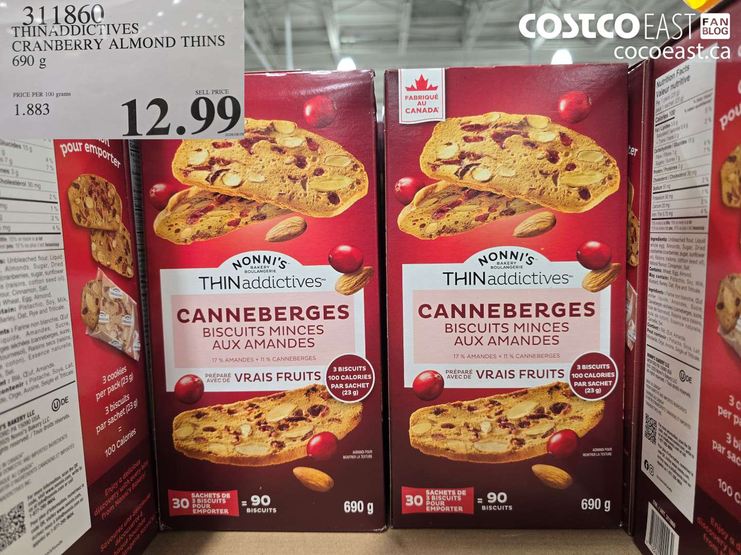 311860 THINADDICTIVES CRANBERRY ALMOND THINS 690 G $12.99
