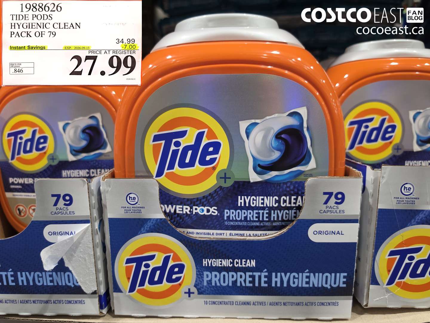 1988626 TIDE PODS HYGIENIC CLEAN PACK OF 79 ($7.00 INSTANT SAVINGS EXPIRES ON 2026-09-13) $27.99