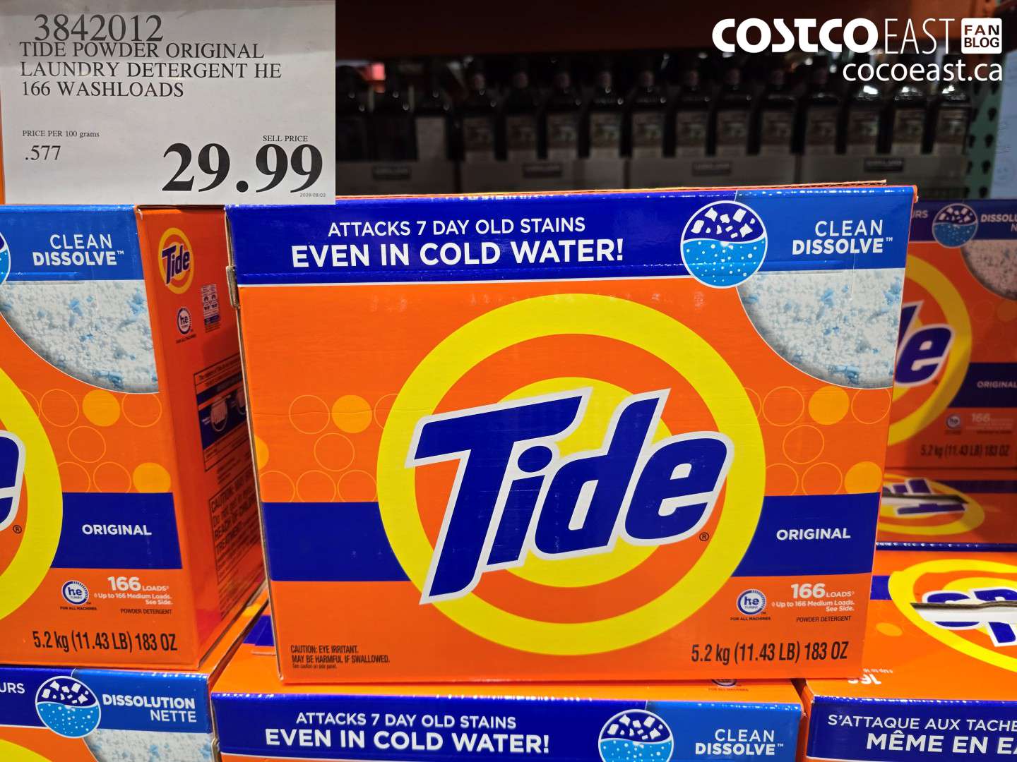3842012 TIDE POWDER ORIGINAL LAUNDRY DETERGENT HE 166 WASHLOADS $29.99