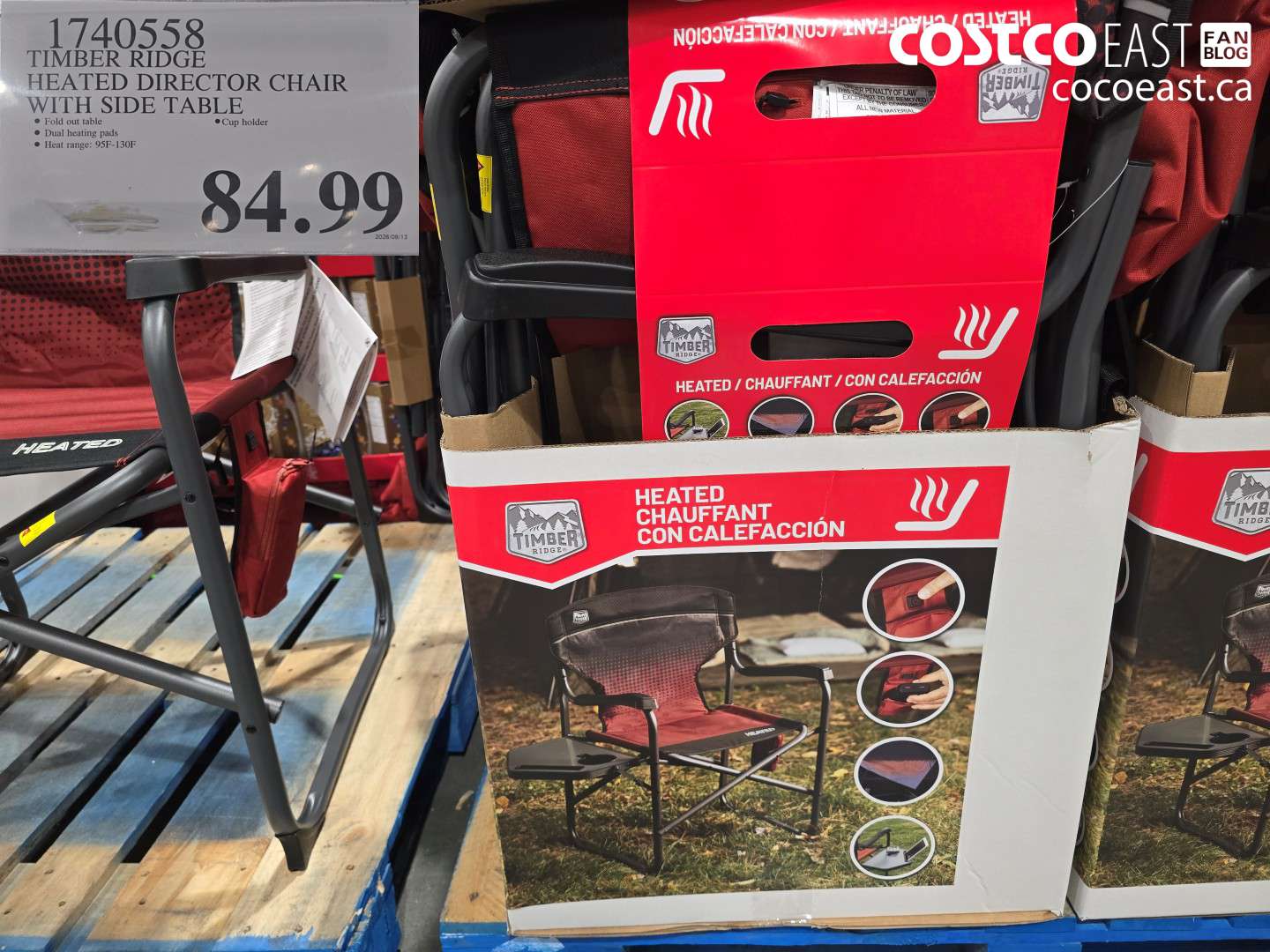 1740558 TIMBER RIDGE HEATED DIRECTOR CHAIR WITH SIDE TABLE $84.99