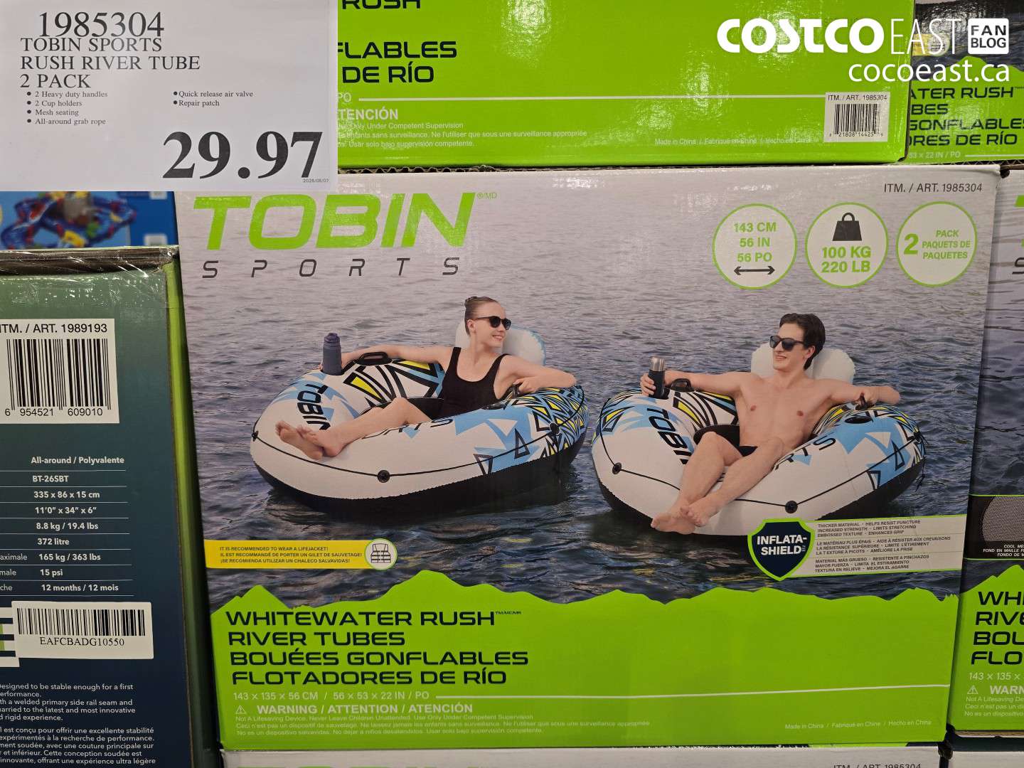 1985304 TOBIN SPORTS RUSH RIVER TUBE 2 PACK $29.97