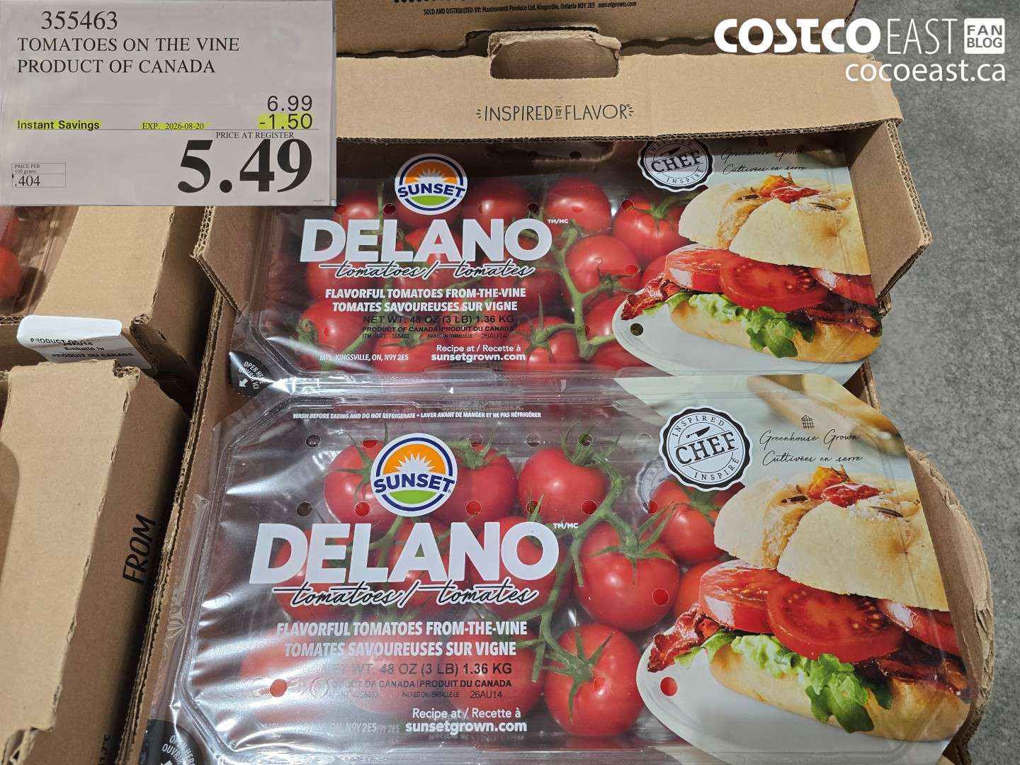 355463 TOMATOES ON THE VINE PRODUCT OF CANADA ($1.50 INSTANT SAVINGS EXPIRES ON 2026-08-20) $5.49