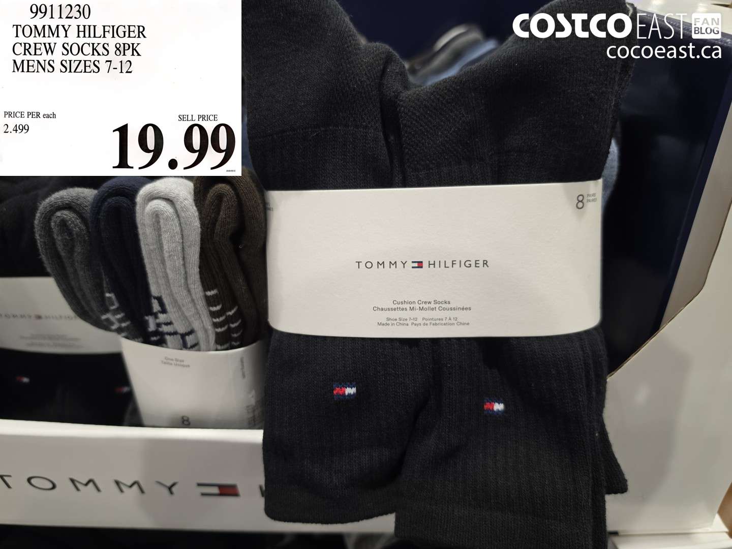 9911230 TOMMY HILFIGER CREW SOCKS 8PK MENS SIZES 7-12 $19.99