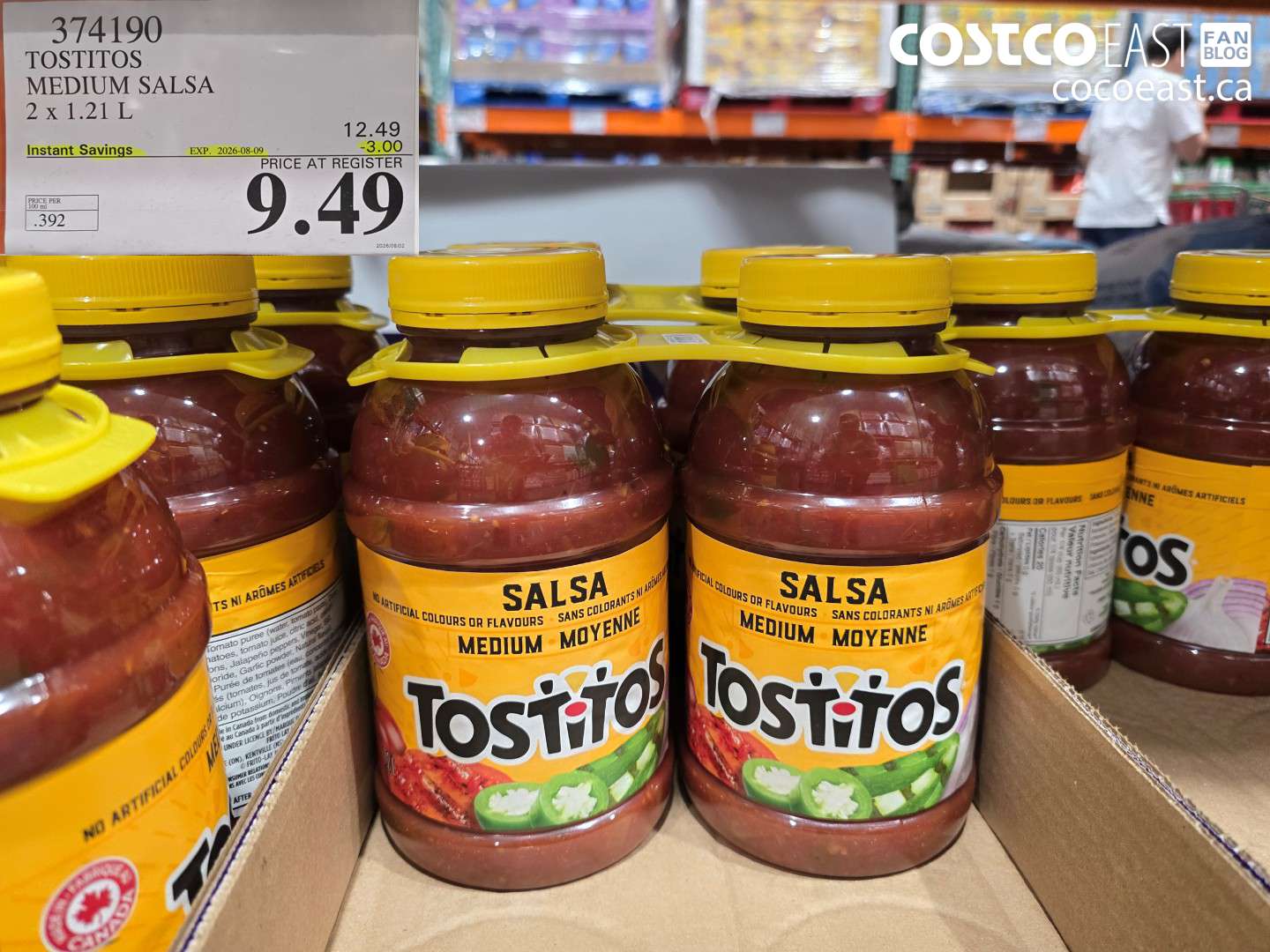 374190 TOSTITOS MEDIUM SALSA 2 X 1.21 L ($3.00 INSTANT SAVINGS EXPIRES ON 2026-08-09) $9.49