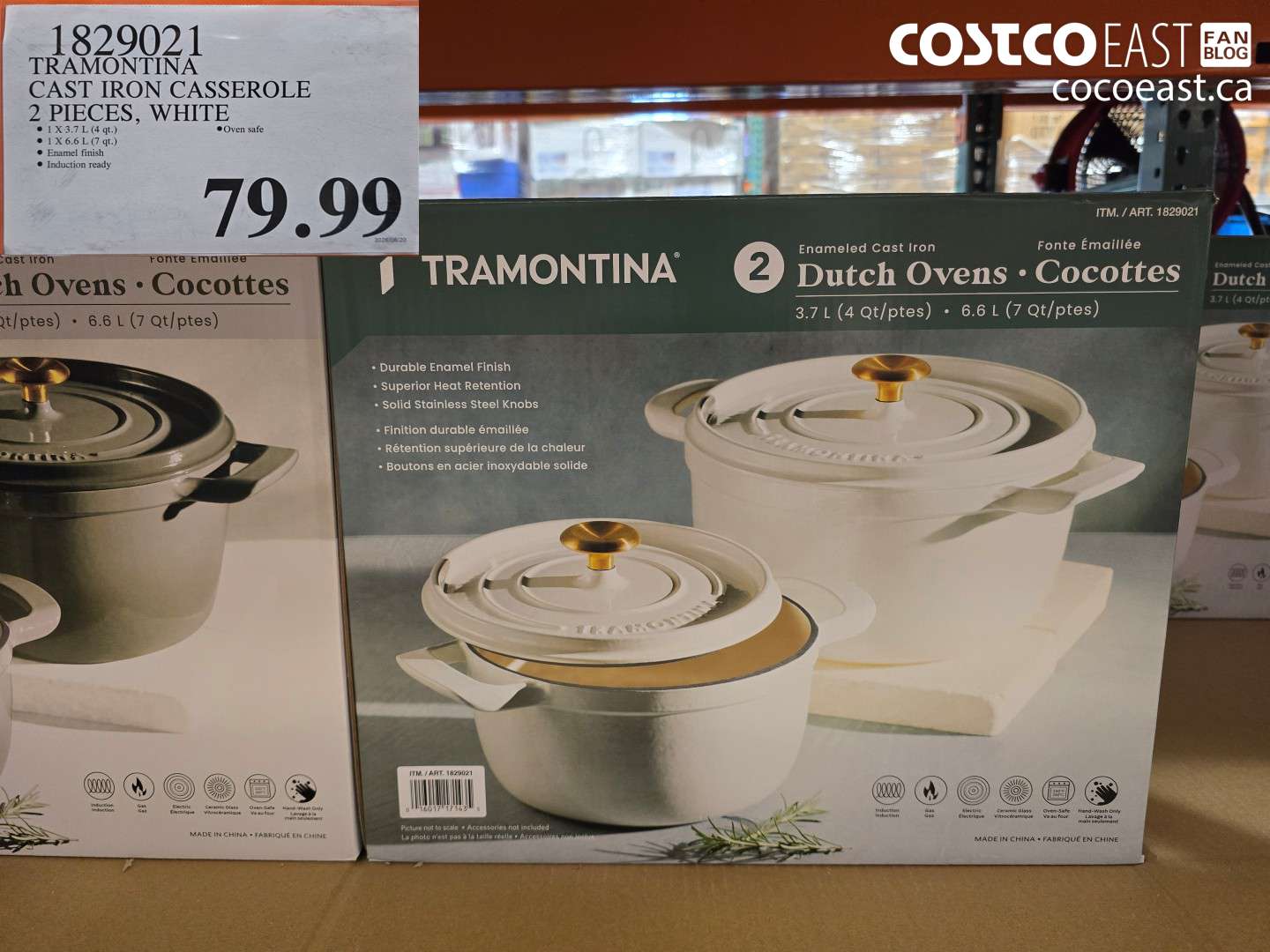 1829021 TRAMONTINA CAST IRON CASSEROLE 2 PIECES, WHITE $79.99