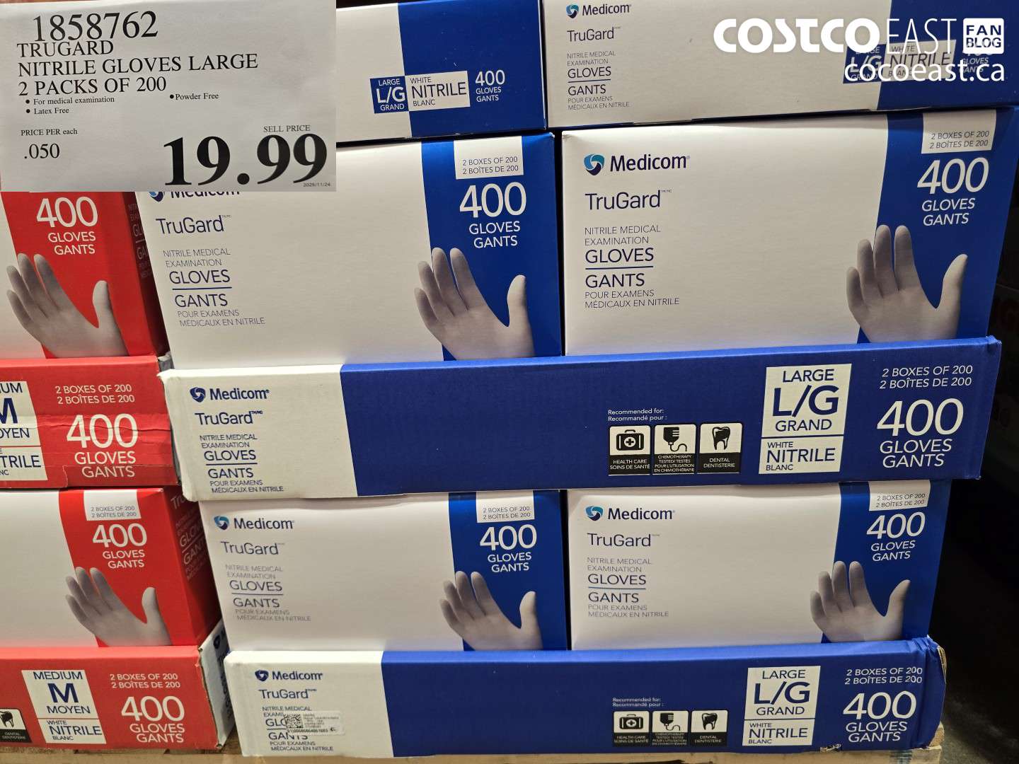 1858762 TRUGARD NITRILE GLOVES LARGE 2 PACKS OF 200 $19.99