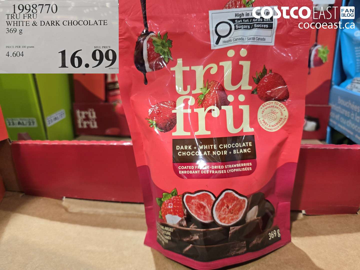 1998770 TRU FRU WHITE & DARK CHOCOLATE 369 G $16.99