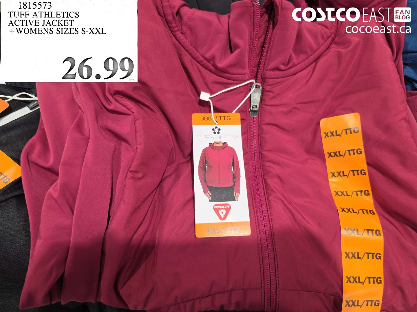 1815573 TUFF ATHLETICS ACTIVE JACKET WOMENS S-XXL $26.99
