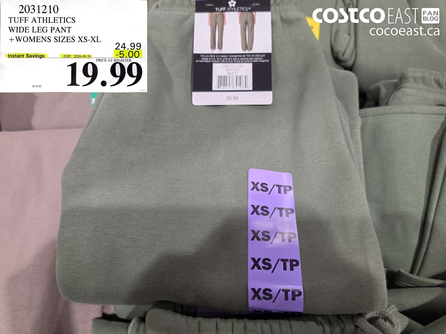 2031210 TUFF ATHLETICS WIDE LEG PANT + WOMENS SIZES XS-XL ($5.00 INSTANT SAVINGS EXPIRES ON 2026-08-30) $19.99
