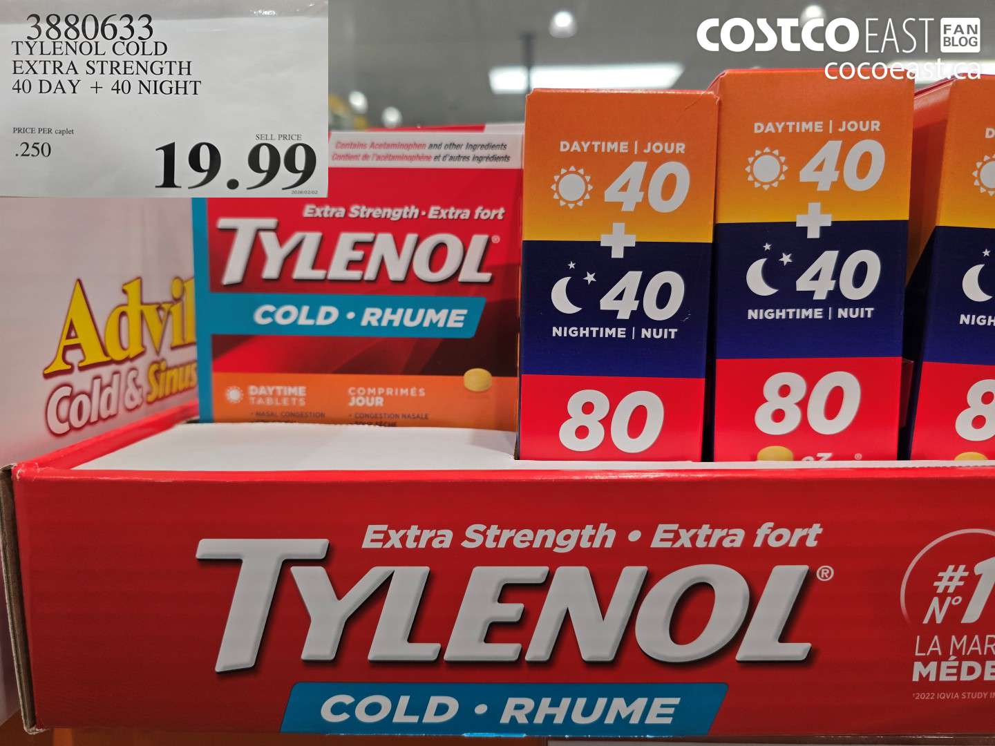 3880633 TYLENOL COLD EXTRA STRENGTH 40 DAY + 40 NIGHT $19.99