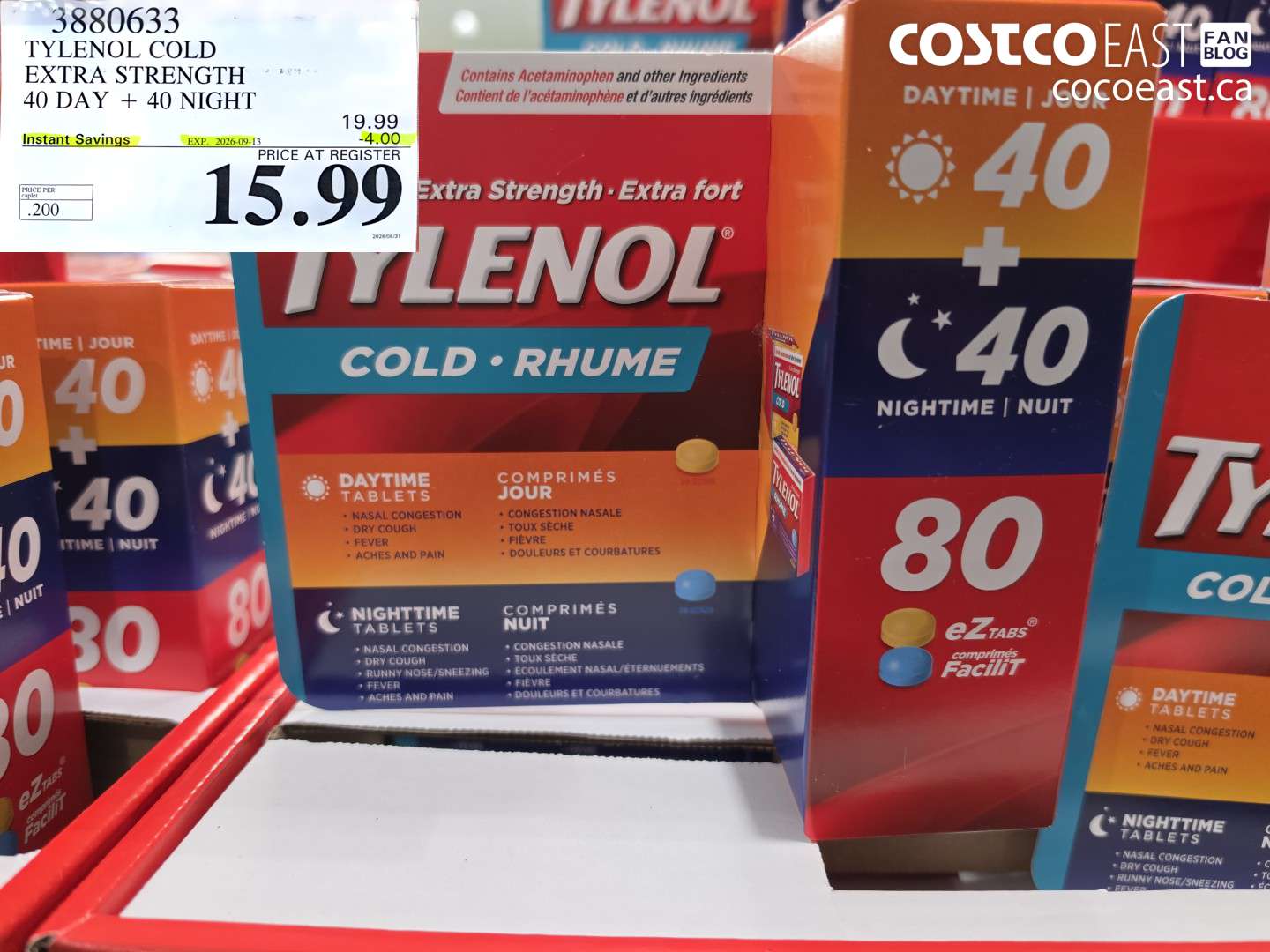 3880633 TYLENOL COLD EXTRA STRENGTH 40 DAY + 40 NIGHT ($4.00 INSTANT SAVINGS EXPIRES ON 2026-09-13) $15.99