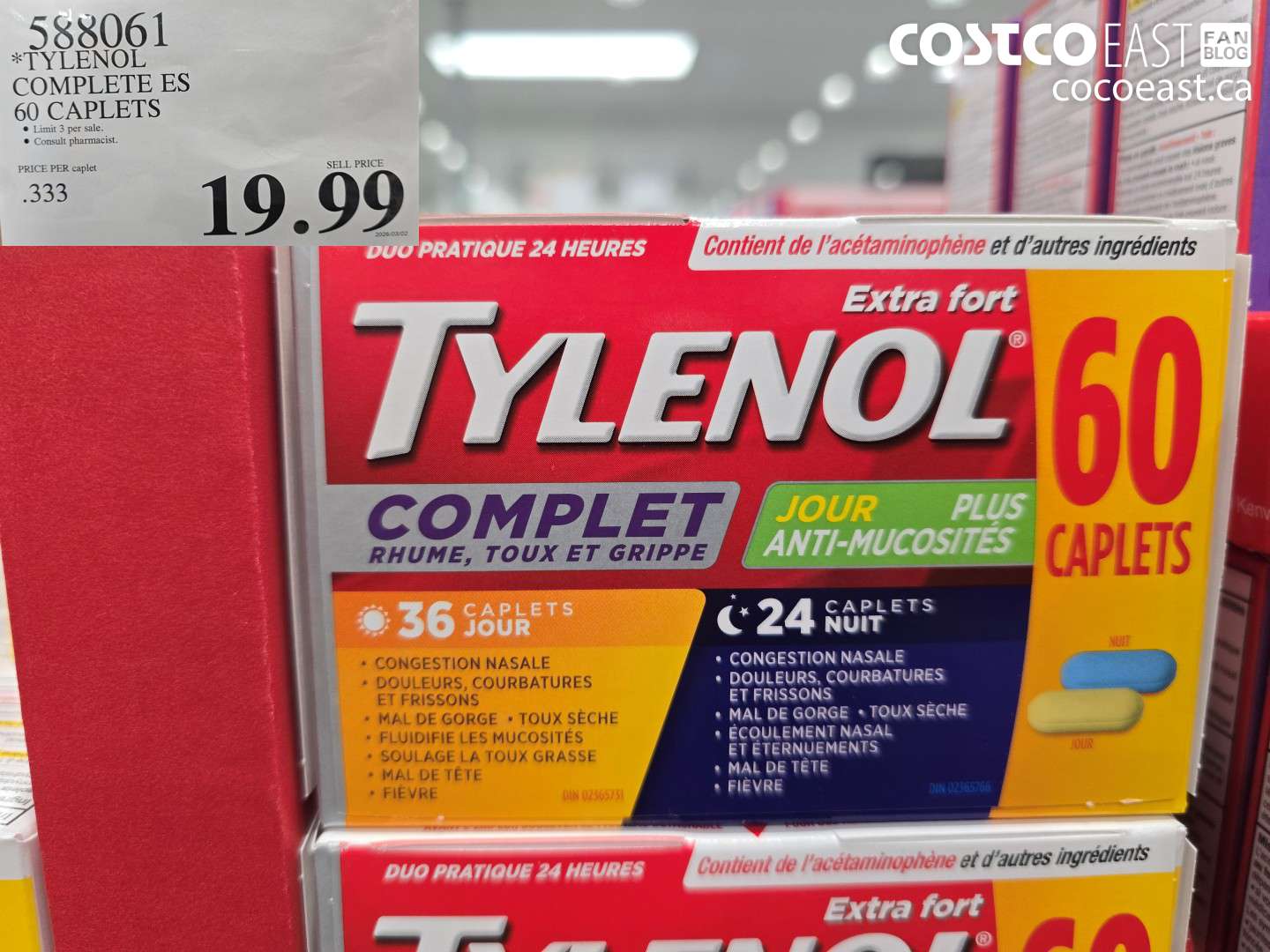 588061 TYLENOL COMPLETE ES 60 CAPLETS $19.99