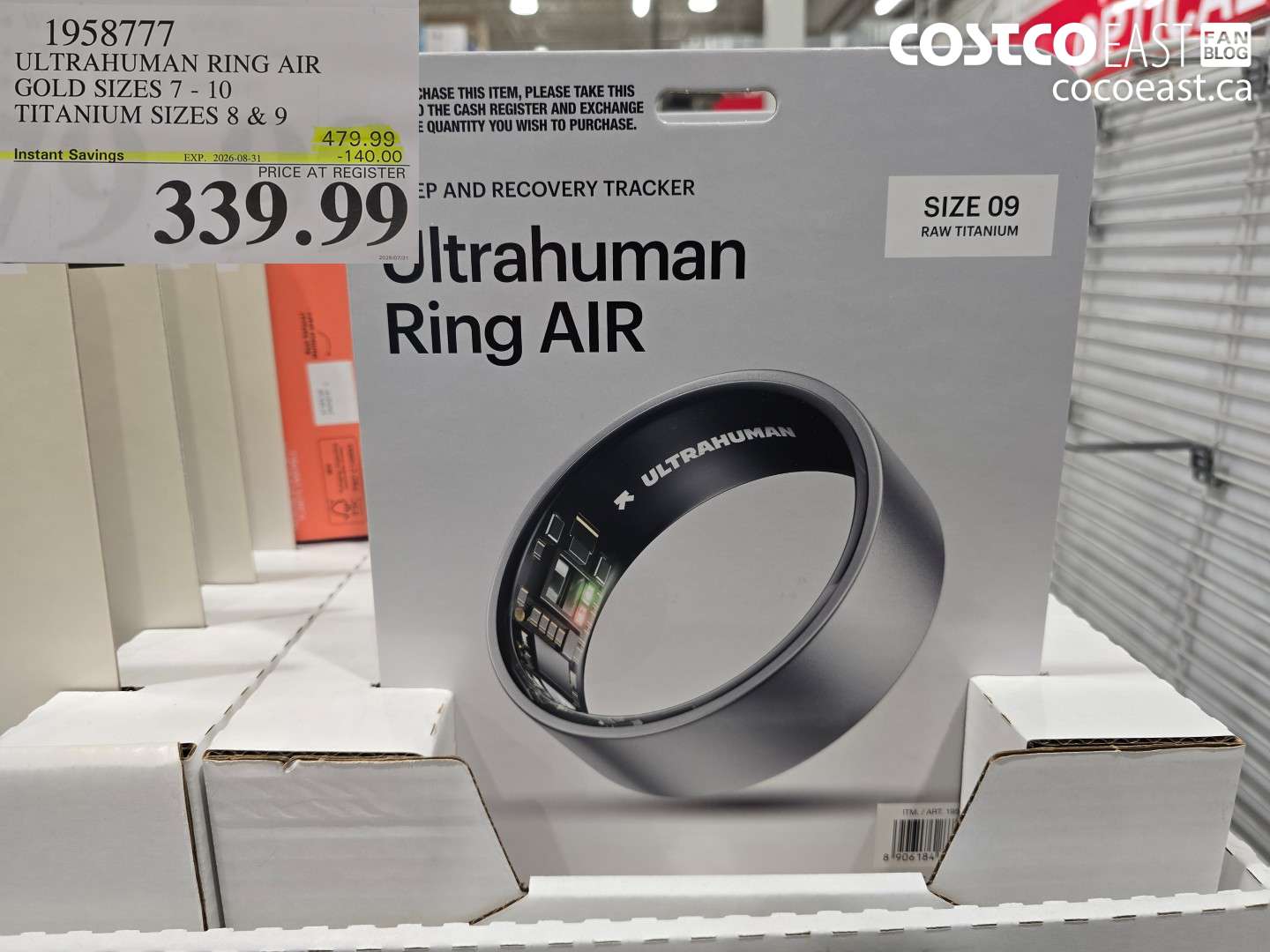 1958777 ULTRAHUMAN RING AIR GOLD SIZES 7 - 10 TITANIUM SIZES 8 & 9 ($140.00 INSTANT SAVINGS EXPIRES ON 2026-08-31) $339.99