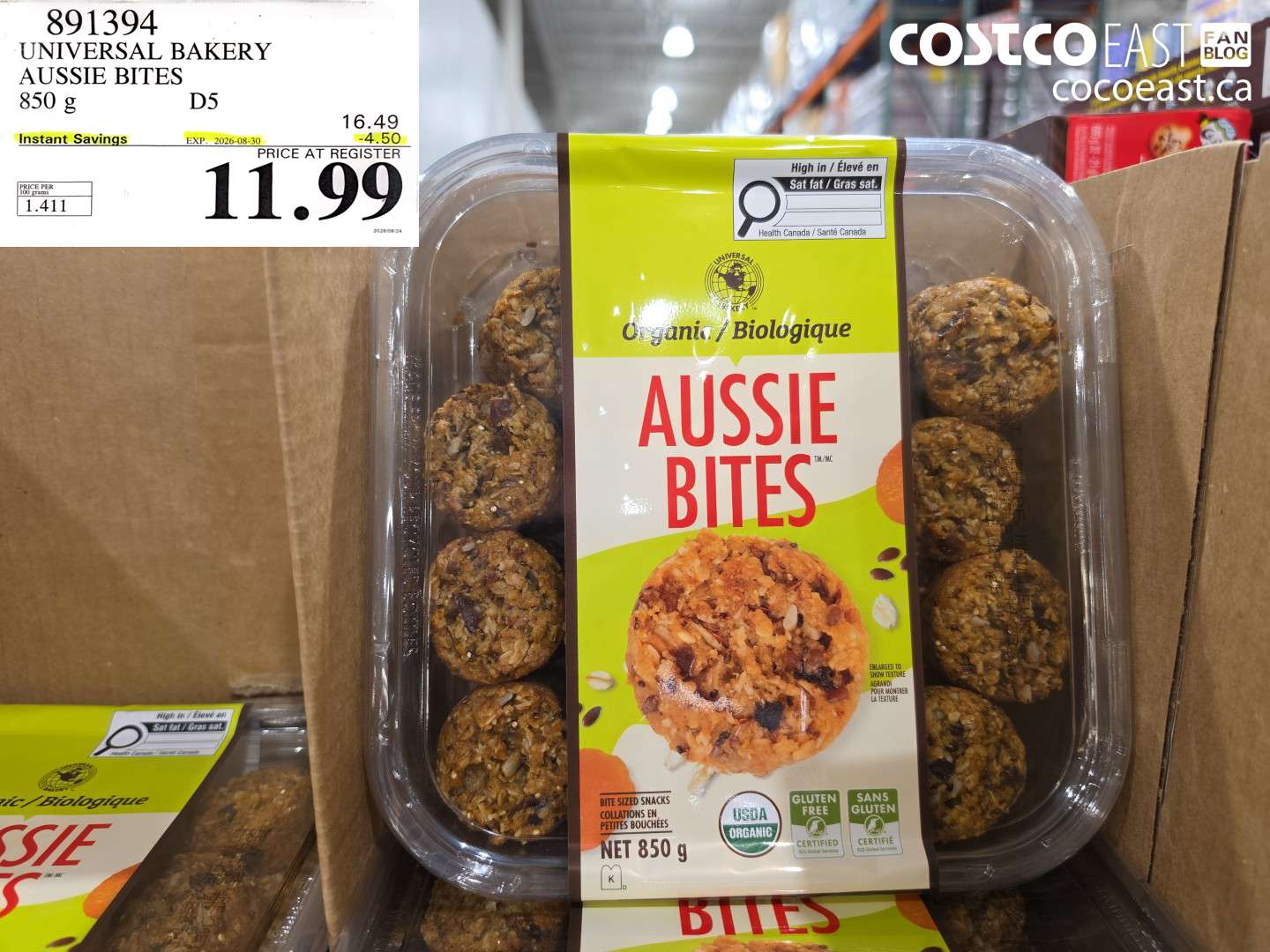 891394 UNIVERSAL BAKERY AUSSIE BITES 850 G ($4.50 INSTANT SAVINGS EXPIRES ON 2026-08-30) $11.99