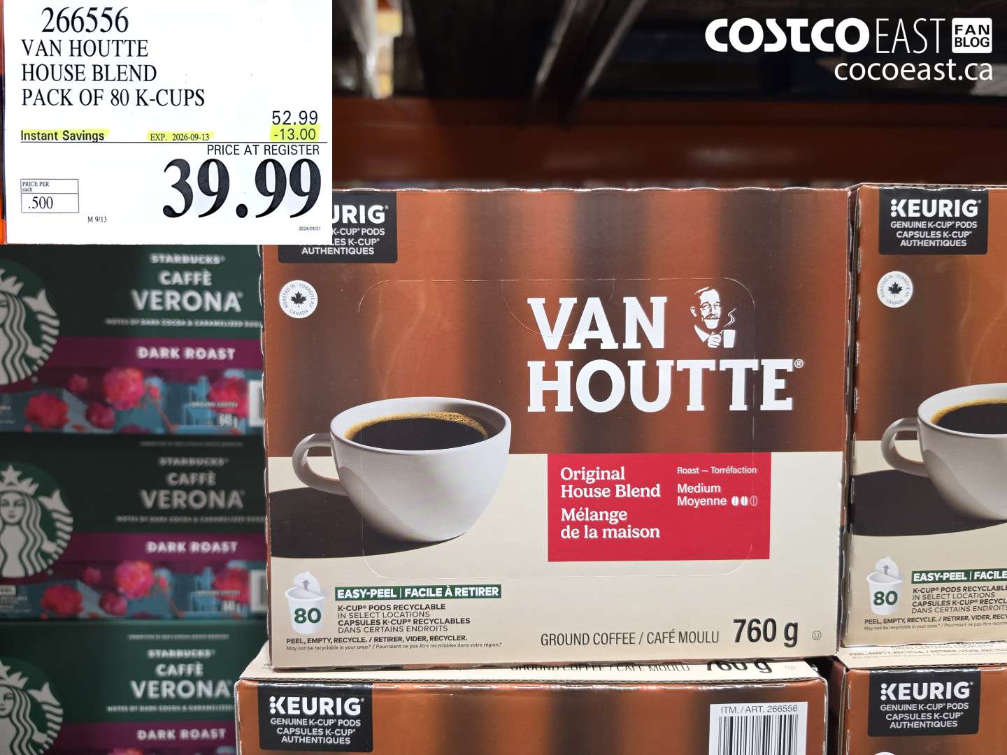 266556 VAN HOUTTE HOUSE BLEND PACK OF 80 K-CUPS ($13.00 INSTANT SAVINGS EXPIRES ON 2026-09-13) $39.99