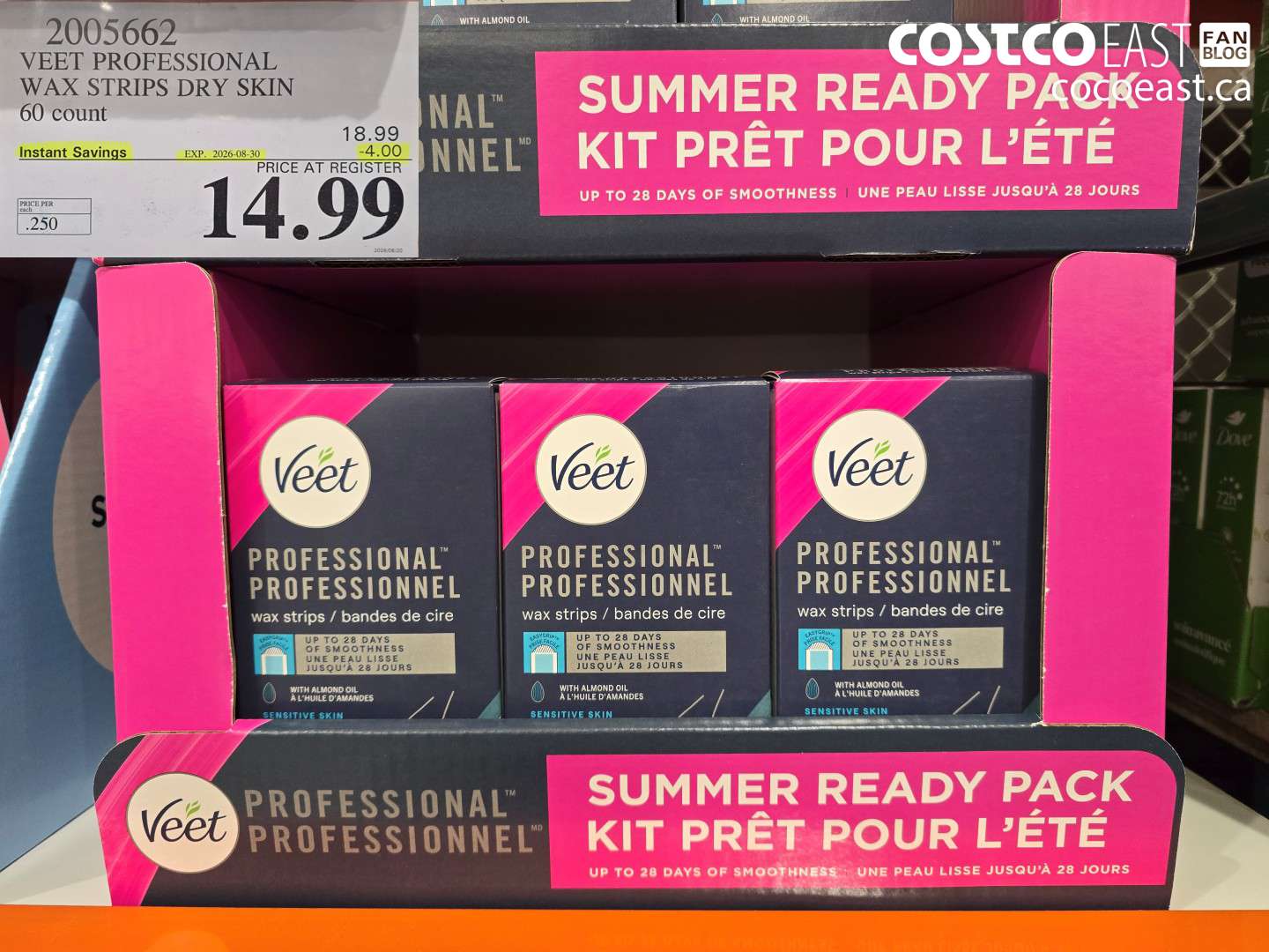 2005662 VEET PROFESSIONAL WAX STRIPS DRY SKIN 60 COUNT ($4.00 INSTANT SAVINGS EXPIRES ON 2026-08-30) $14.99