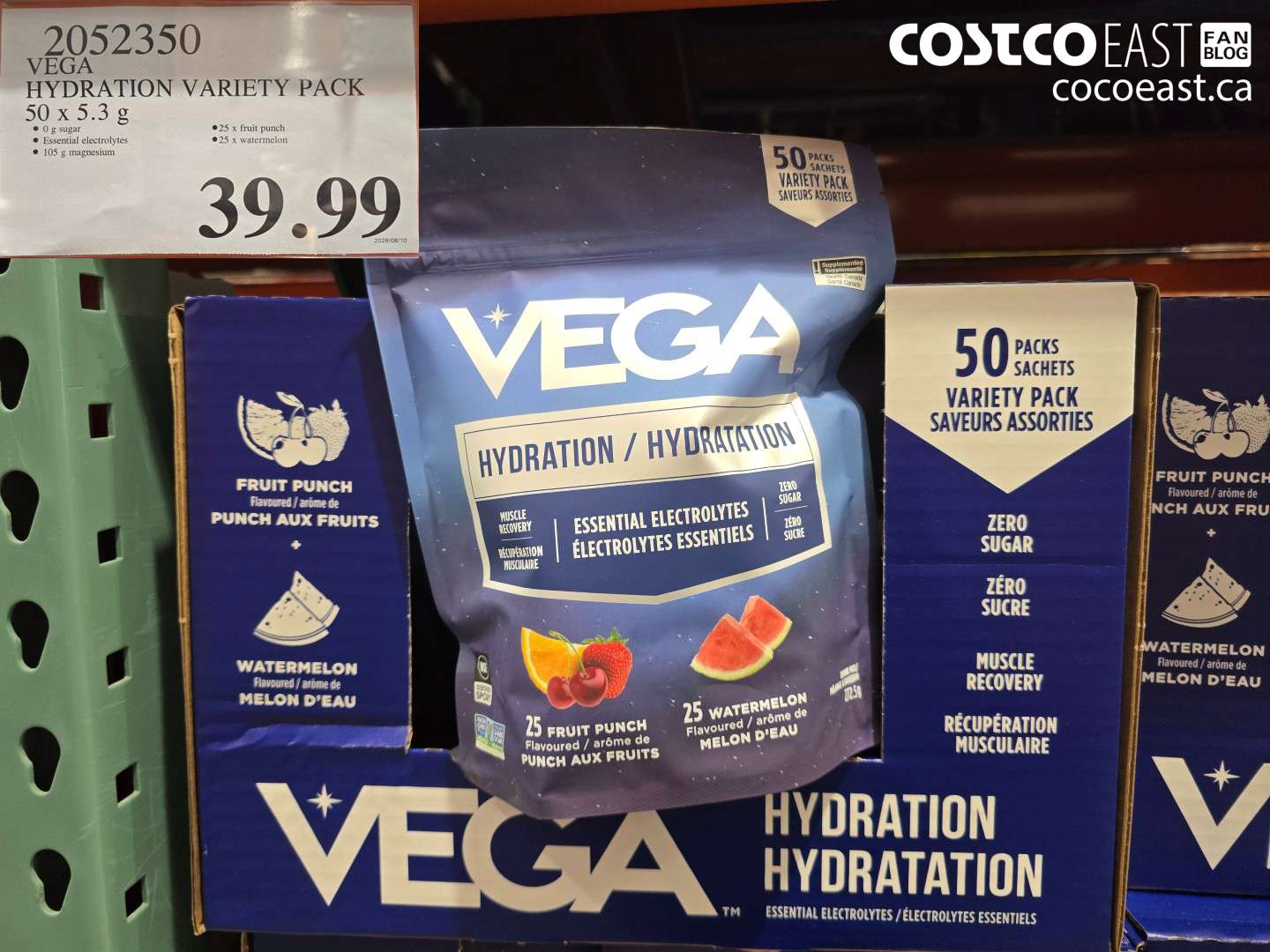 2052350 VEGA HYDRATION VARIETY PACK 50 X 5.3 G $39.99