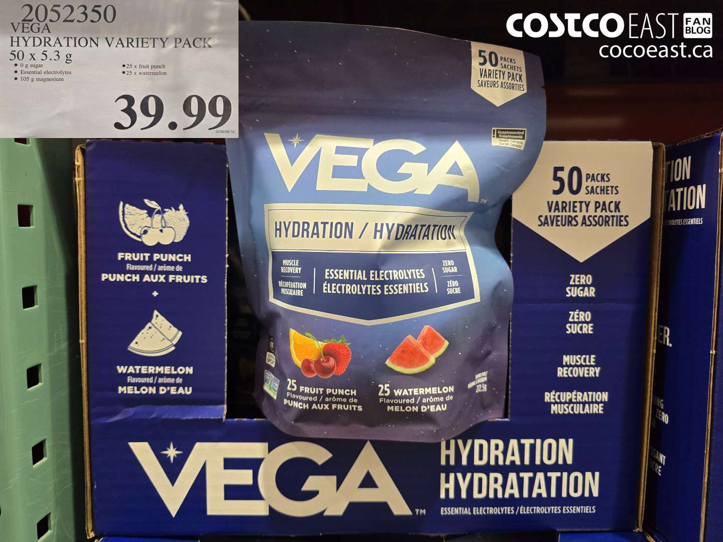 2052350 VEGA HYDRATION VARIETY PACK 50 X 5.3 G $39.99
