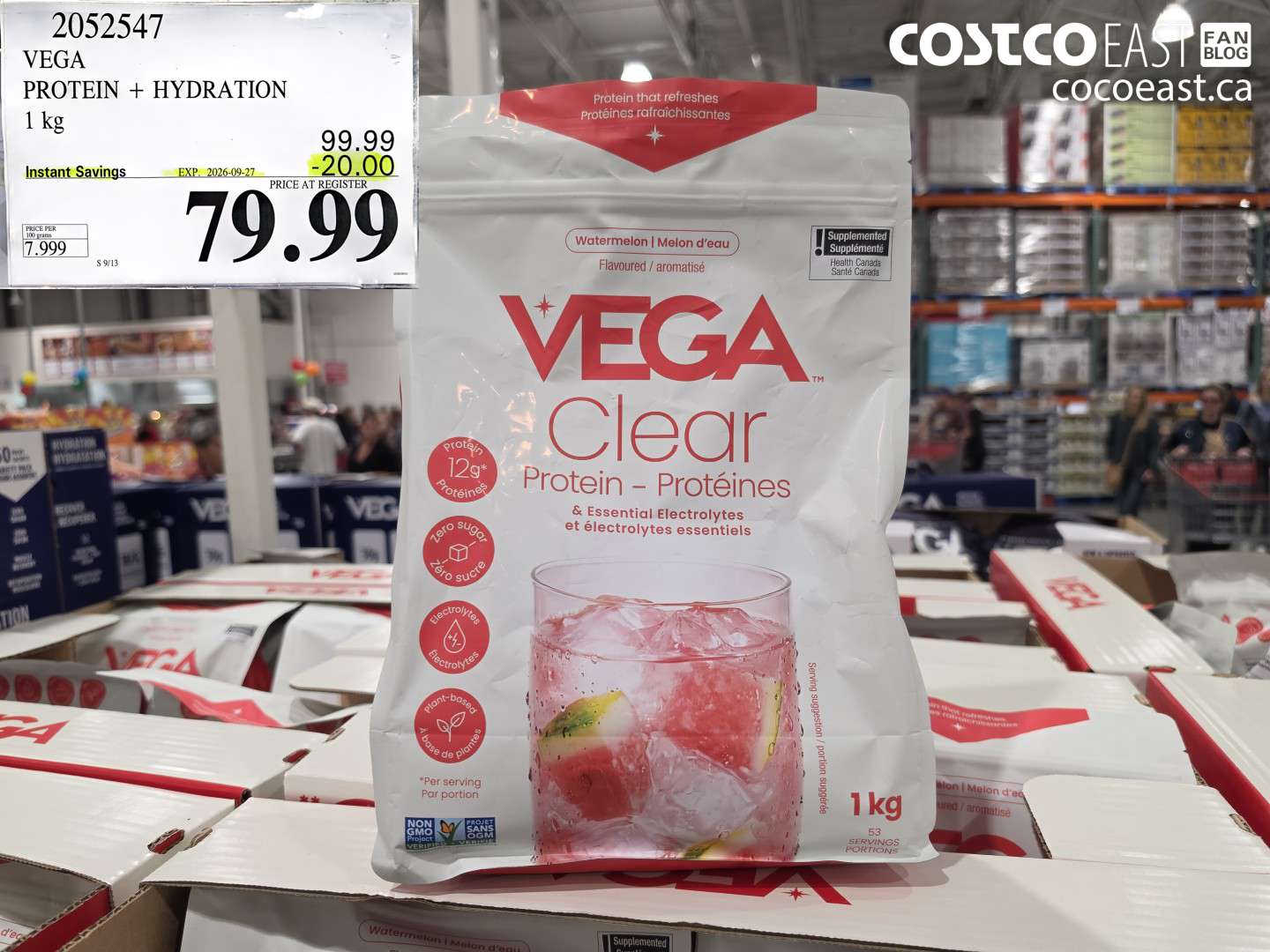 2052547 VEGA PROTEIN + HYDRATION 1 KG ($20.00 INSTANT SAVINGS EXPIRES ON 2026-09-27) $79.99