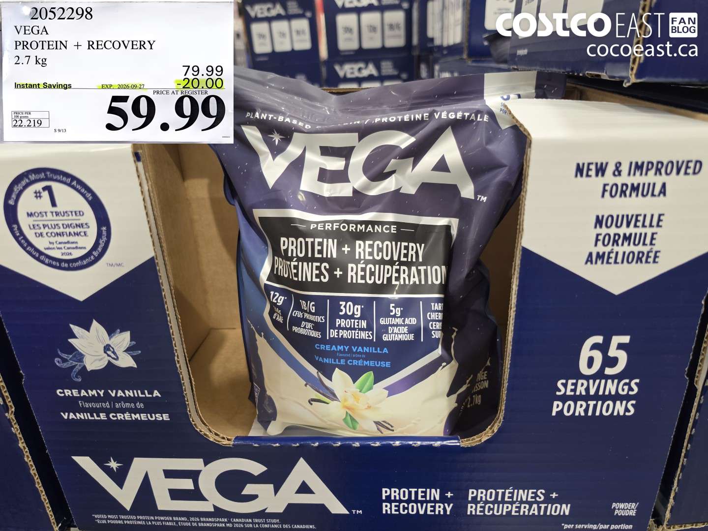 2052298 VEGA PROTEIN + RECOVERY 2.7 KG ($20.00 INSTANT SAVINGS EXPIRES ON 2026-09-27) $59.99