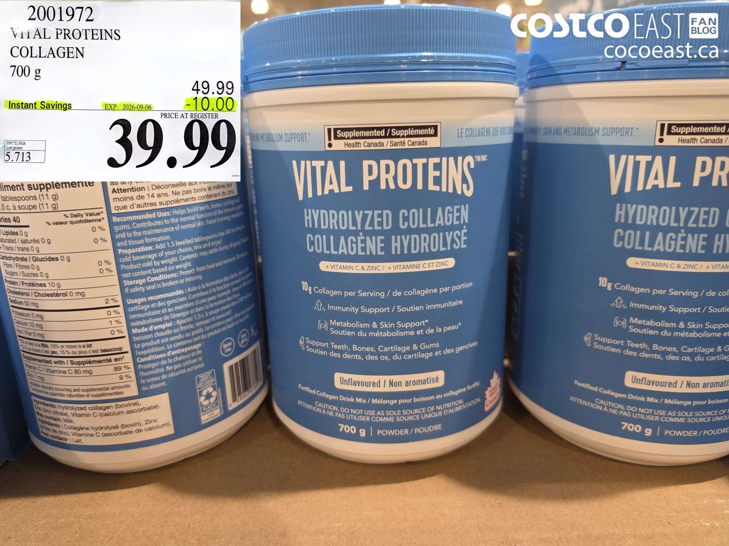 2001972 VITAL PROTEINS COLLAGEN 700 G ($10.00 INSTANT SAVINGS EXPIRES ON 2026-09-06) $39.99