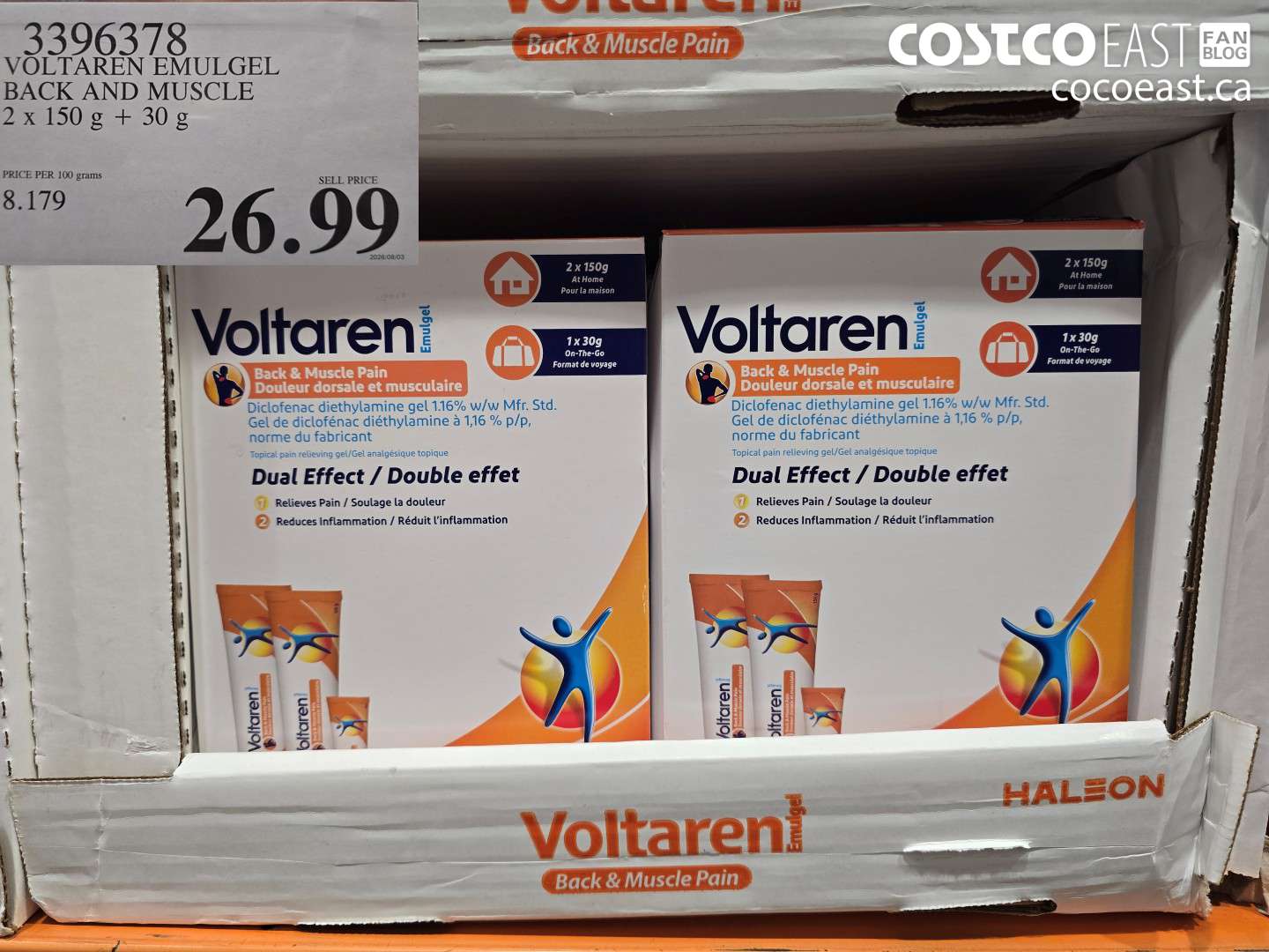3396378 VOLTAREN EMULGEL BACK AND MUSCLE 2 X 150 G + 30 G $26.99