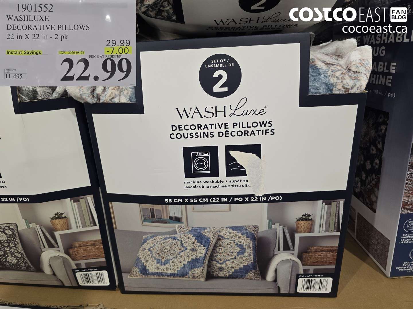 1901552 WASHLUXE DECORATIVE PILLOWS 22 IN X 22 IN - 2 PK ($7.00 INSTANT SAVINGS EXPIRES ON 2026-08-23) $22.99
