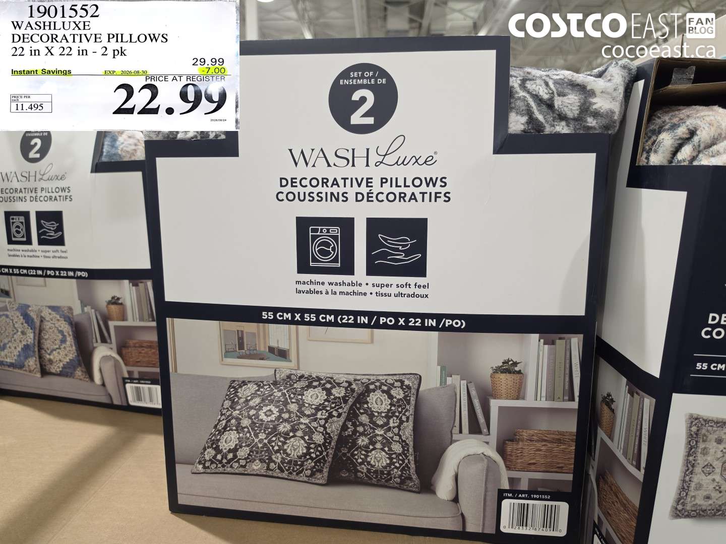 1901552 WASHLUXE DECORATIVE PILLOWS 22 IN X 22 IN - 2 PK ($7.00 INSTANT SAVINGS EXPIRES ON 2026-08-30) $22.99