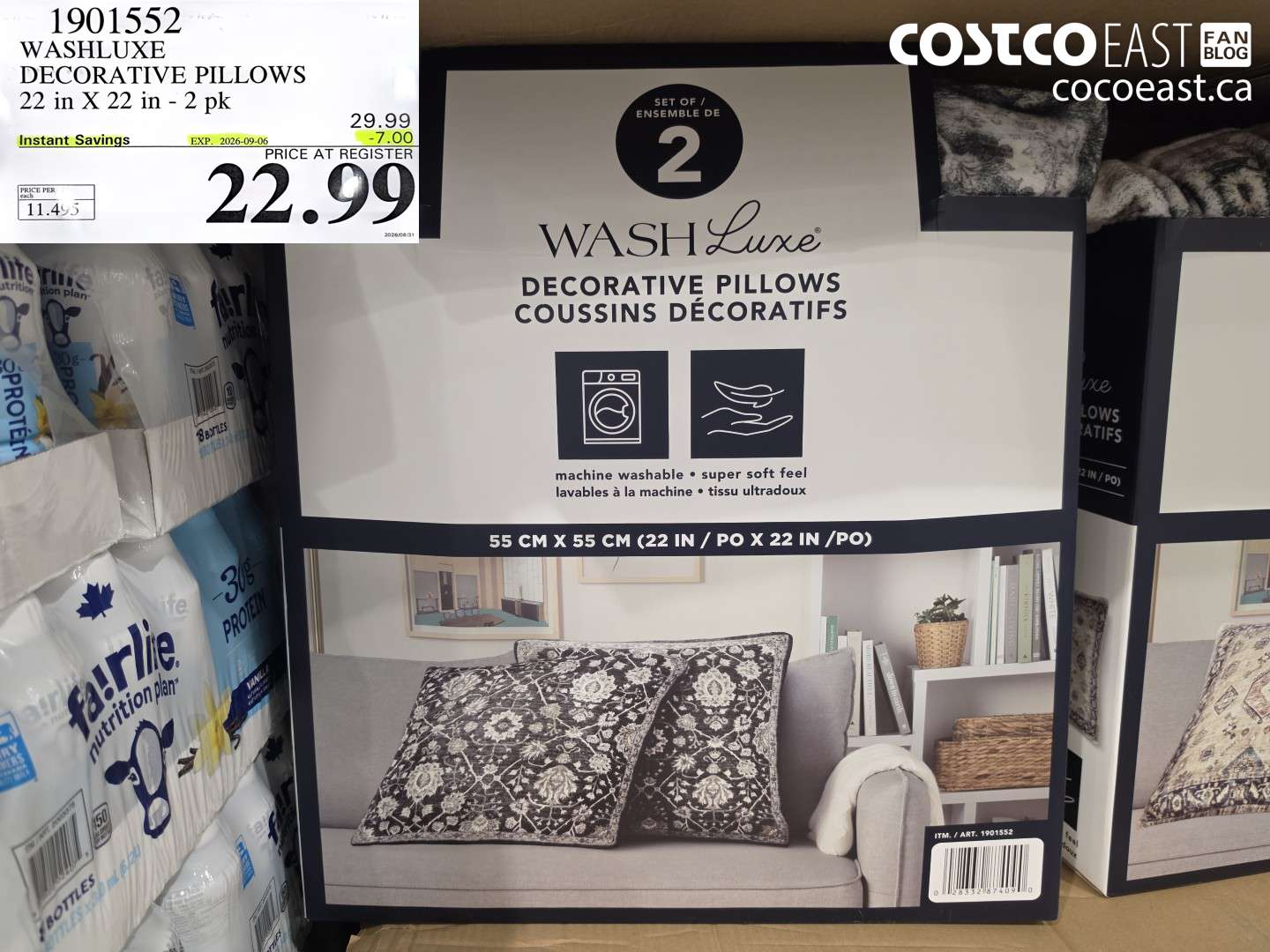 1901552 WASHLUXE DECORATIVE PILLOWS 22 IN X 22 IN - 2 PK ($7.00 INSTANT SAVINGS EXPIRES ON 2026-09-06) $22.99