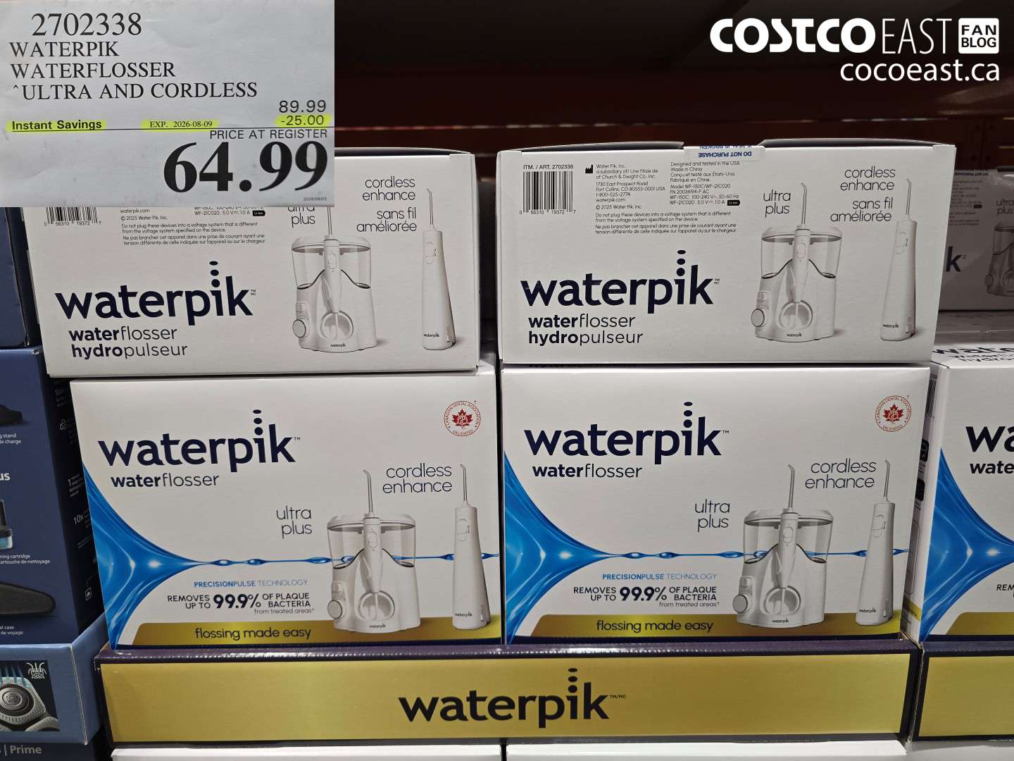 2702338 WATERPIK WATERFLOSSER ULTRA AND CORDLESS ($25.00 INSTANT SAVINGS EXPIRES ON 2026-08-09) $64.99