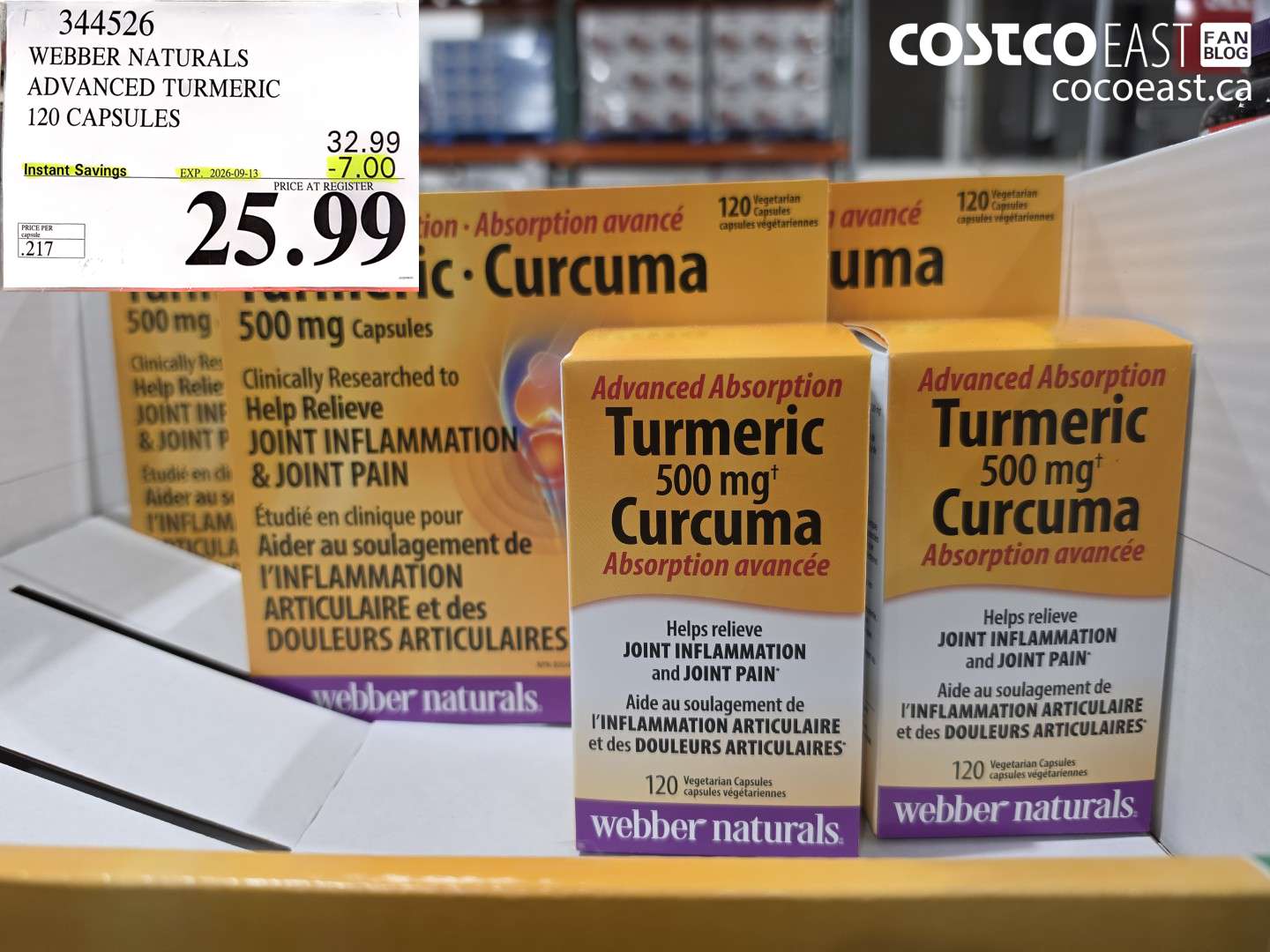 344526 WEBBER NATURALS ADVANCED TURMERIC 120 CAPSULES ($7.00 INSTANT SAVINGS EXPIRES ON 2026-09-13) $25.99