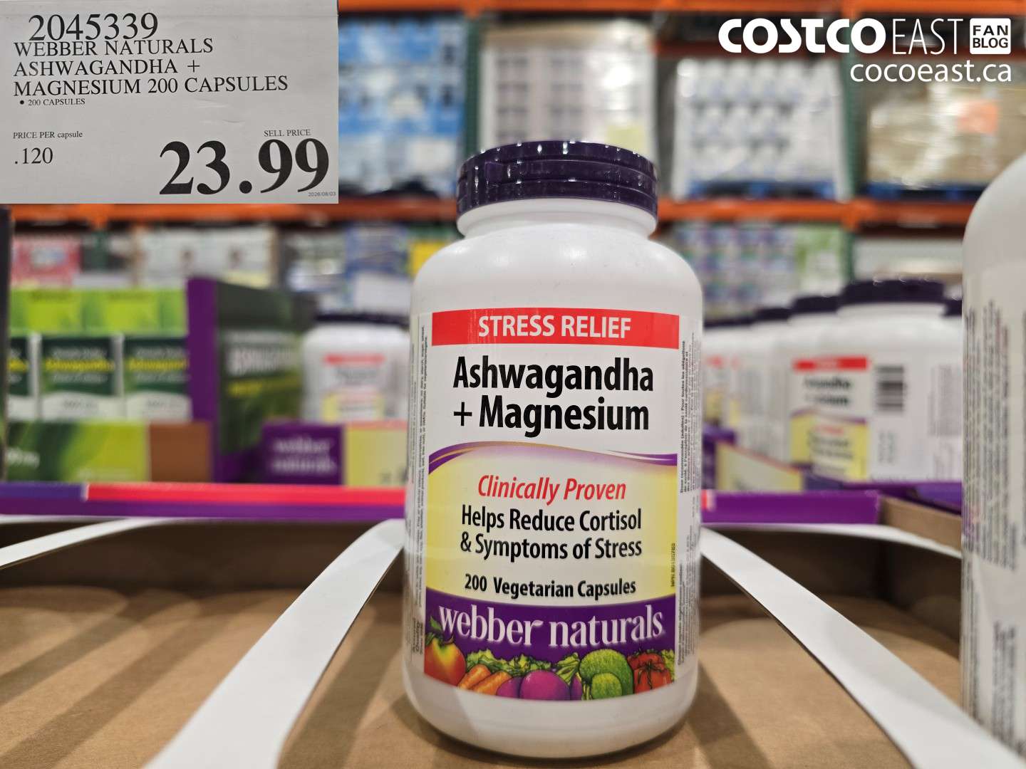 2045339 WEBBER NATURALS ASHWAGANDHA + MAGNESIUM 200 CAPSULES $23.99