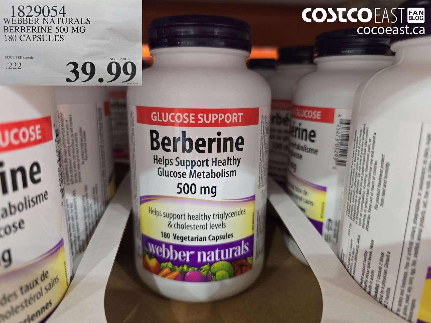 1829054 WEBBER NATURALS BERBERINE 500 MG 180 CAPSULES $39.99