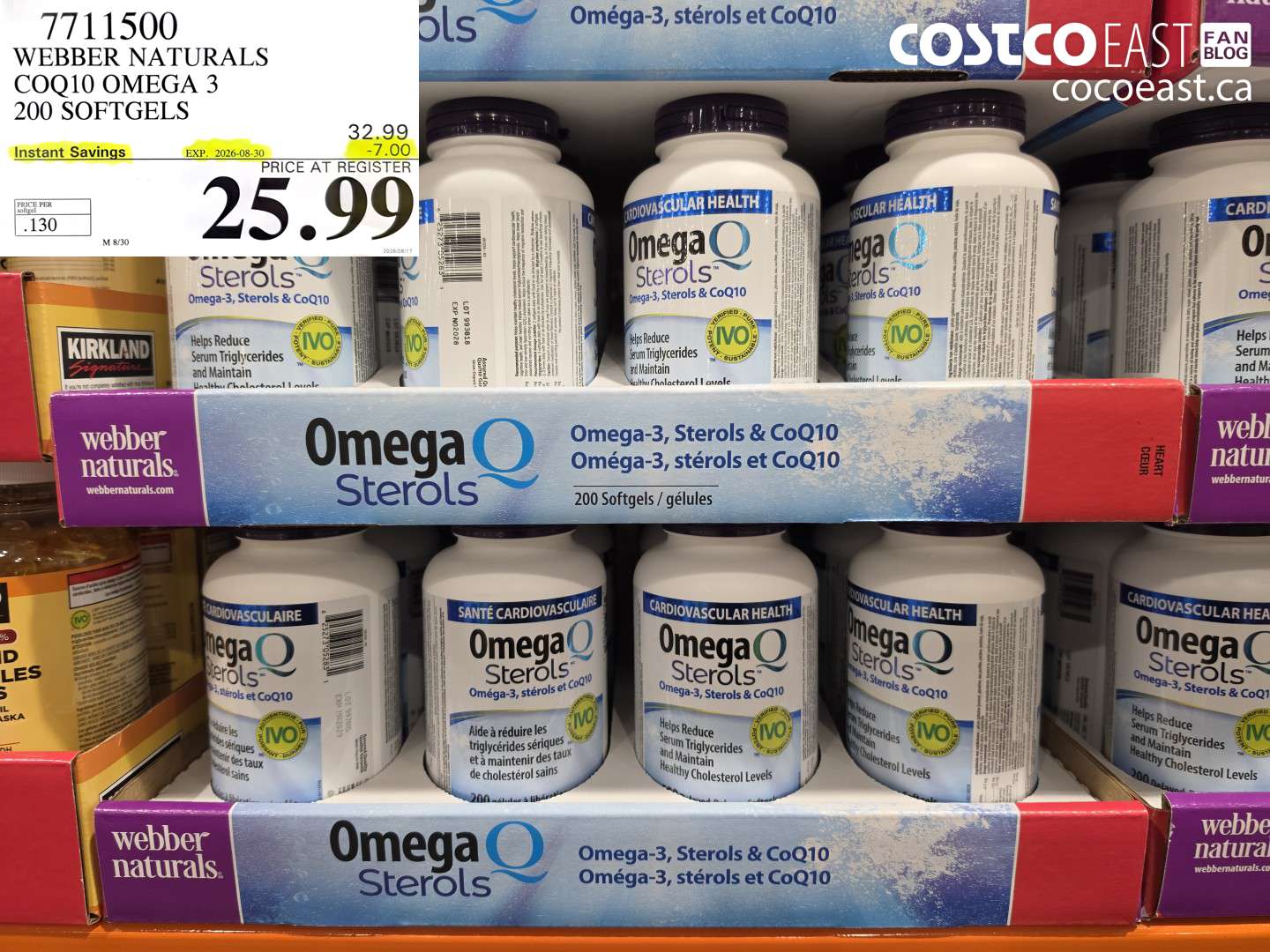 7711500 WEBBER NATURALS COQ10 OMEGA 3 200 SOFTGELS ($7.00 INSTANT SAVINGS EXPIRES ON 2026-08-30) $25.99